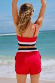 Red Colorblock Spaghetti Strap Timeless Fashion Bikini Top