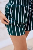 White And Green Striped VNeck Cute And Vibrant Bikini Top and Boy Short Set