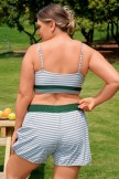 Striped Adjustable Straps Charming Plus Size Bikini Top and Boy Short Set