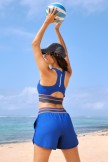 Royal Blue Scoop Neck Racerback Sporty Bikini Top and Boy Short Set