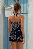 Black Geometric Sweetheart Neck Vintage OnePiece Swimsuit