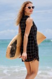 Black Checkered Elegant Vintage Swimdress