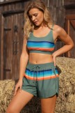 Tropical Vibes Multicolor Striped Bikini Top and Boy Short Set