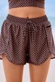 Brown Checked ZipPocket Stylish Athletic Short