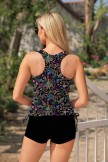 Vibrant Colorful Floral Sleek Elegant Tankini Top And Boy Short Set
