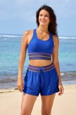 Royal Blue Scoop Neck Racerback Sporty Bikini Top and Boy Short Set
