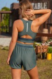 Multicolor Colorblock Playful Racerback Bikini Top and Boy Short Set