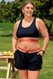 Black Colorblock Slimming Plus Size Bikini Top with Boy Short Set