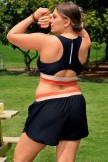 Black Colorblock Slimming Plus Size Bikini Top with Boy Short Set
