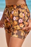 Floral Wide Straps VNeck Stylish Bikini Top and Boy Short Set