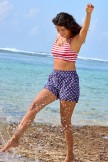 Striped Adjustable Straps Stylish Bikini Top and Boy Short Set