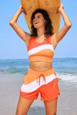 Orange Colorblock Racerback Sporty Bikini Top