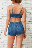 Blue Floral Smocked Bikini Top And HighWaist Boy Shorts