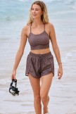 Brown Checked ZipPocket Stylish Athletic Short