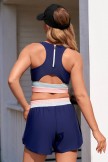 Energetic Soft Blue Colorblock Bikini Top and Boy Short Set