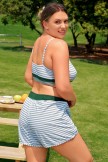Striped Adjustable Straps Charming Plus Size Bikini Top and Boy Short Set