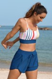 Colorful Striped Spaghetti Straps Stylish Bikini Top