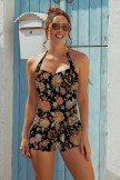 Bohemia Floral Sweetheart Neck Vintage OnePiece Swimsuit