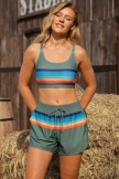 Tropical Vibes Multicolor Striped Bikini Top and Boy Short Set