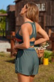 Multicolor Colorblock Playful Racerback Bikini Top and Boy Short Set