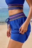 Royal Blue Scoop Neck Racerback Sporty Bikini Top and Boy Short Set