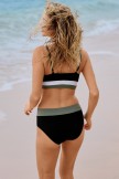 Black Colorblock Minimalist Cute Bikini Set