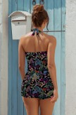Vibrant Colorful Floral Sweetheart Neck Vintage OnePiece Swimsuit
