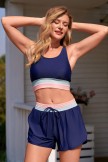 Energetic Soft Blue Colorblock Bikini Top and Boy Short Set