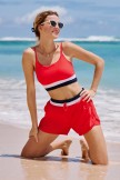Red Colorblock Spaghetti Strap Timeless Fashion Bikini Top